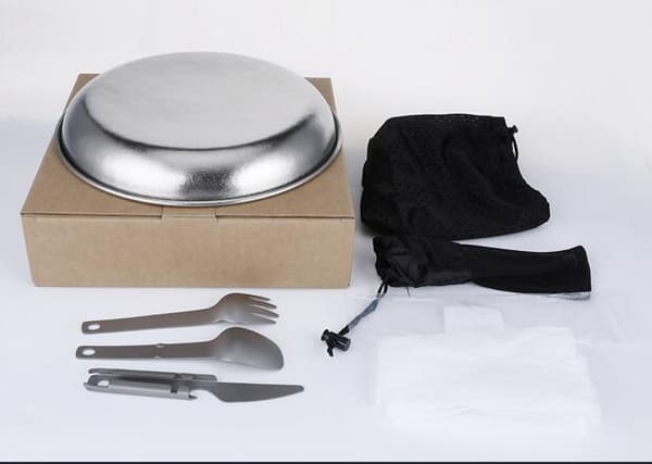 Ultralet titanium campingsæt med 3 dele til grill og salater