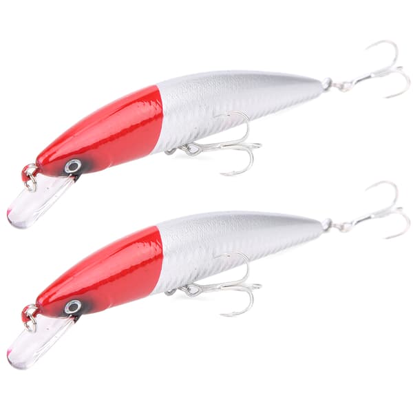 2 st sjunkande Minnow-drag med tungplatta, 3D-ögon, vass krok, ABS, #5