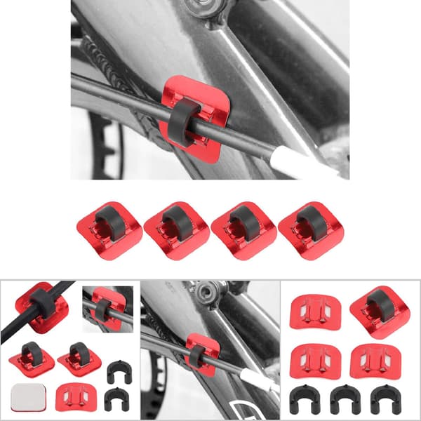 CANSUCC 4 stk. sykkelramme C-spenne bremsekabeladapter (rød)
