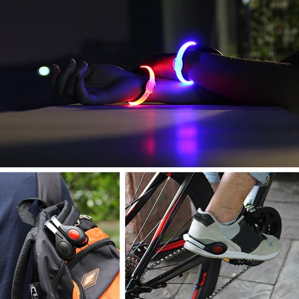 2 stk LED klips-på skolys med USB-lading for løping, turgåing, sykling og sikkerhet