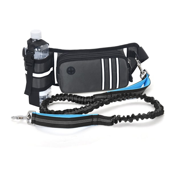 Handsfree hundmidjeväska med infällbart koppel och reflekterande bajspåsedispenser
