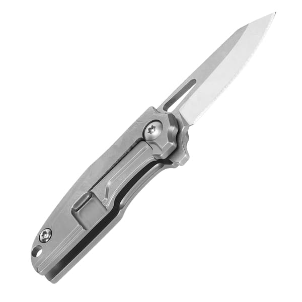 Mini D2 Blade Mappe Kniv med Titaniumlegeringshåndtag og Grå Kæde