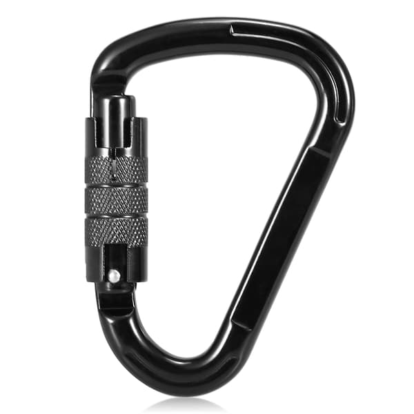 2 stk. selvlåsende D-formet karabinhage 25KN til klatring, backpacking, rapelling, ridsefri