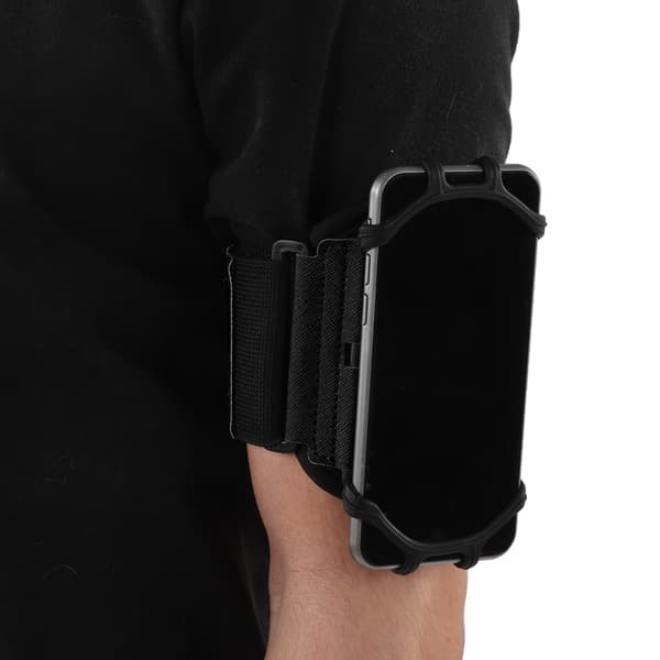 Sort 180° roterende justerbart armbånd til mobiltelefoner op til 6,6 tommer