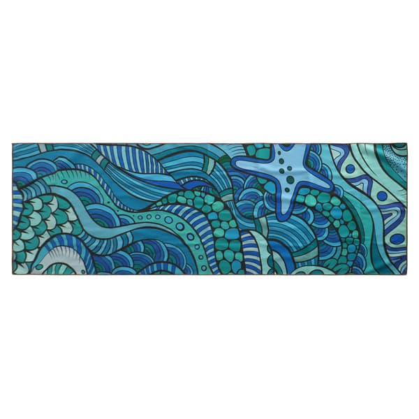 Halkfri tryckt yogamatta, vikbar, snabbtorkande, bärbar, polyester nylon, 183x61cm
