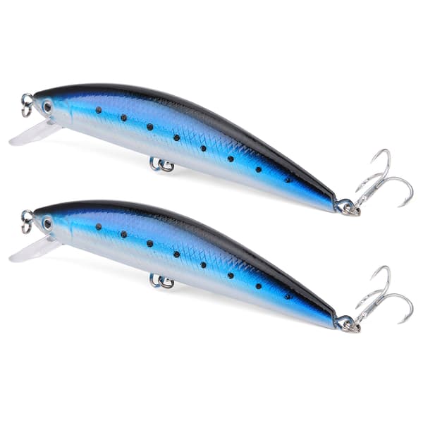 2PCS Minnow Sinking Lure med simulerad tungplatta, 3D-ögon, ABS fiskedrag #1
