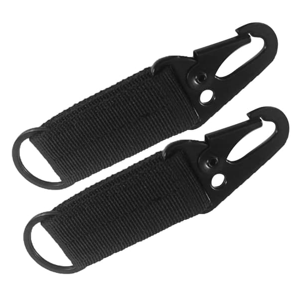 Nylon bæltenøglering med multifunktionel bjergbestigningsspænde til camping, vandreture, backpacking, sort