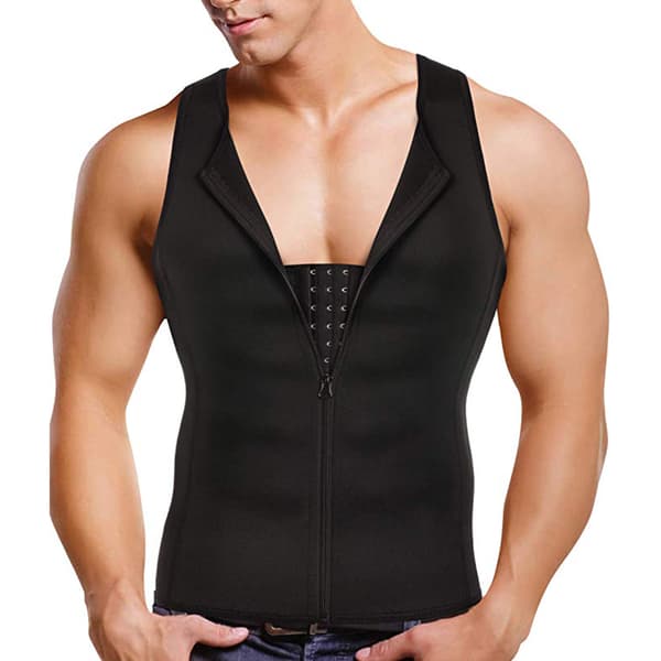 Tanktop Shapewear til Mænd med Lynlås til Mavekontrol og Slankning