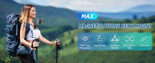 Magnetisk halsstøtte med anti-vibrationsrem til POV Vlog-optagelse