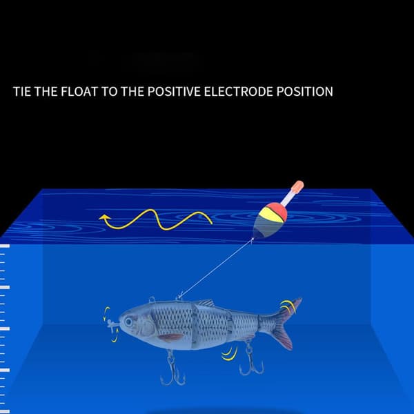 Elektrisk robotfiskesluk med USB oppladbart LED-lys, kunstig sluk med flere ledd, 13 cm, 42 g