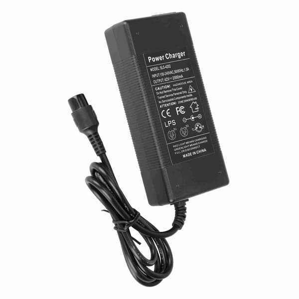 42V 2A Laddare för 36V Litiumbatteri Elscooter 3-stifts Inline-adapter