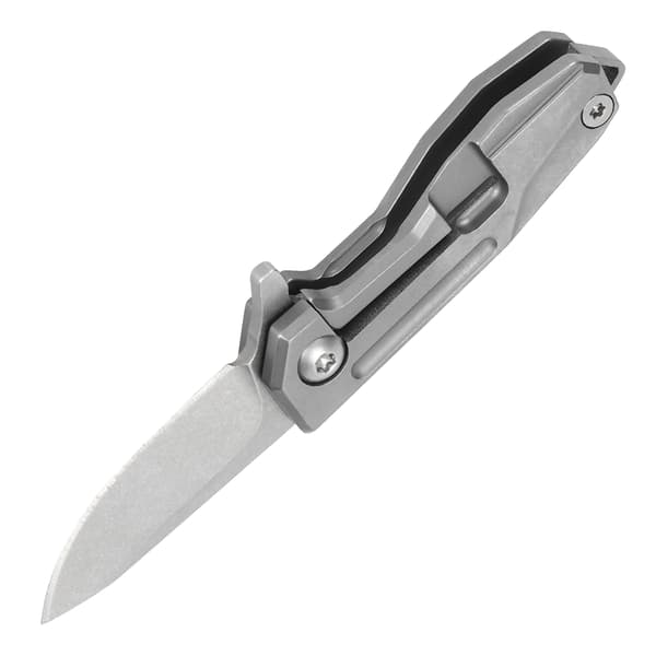 Mini foldekniv lavet af titaniumlegering med D2-klinge, nøglering og grå kæde
