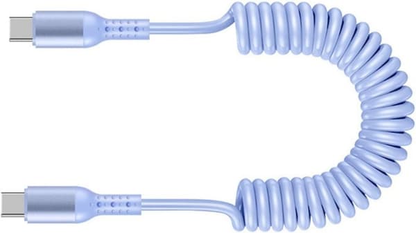 USB Type-C spiralkabel, teleskopisk laddningskabel, justerbar längd upp till 1,8 m