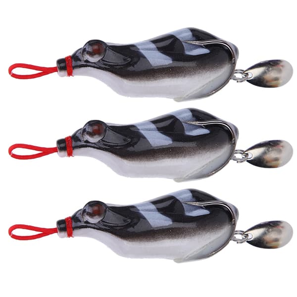 3 st mjuka simulerade drag med paljetter 5,5 cm #2 dubbelkrok i kolstål