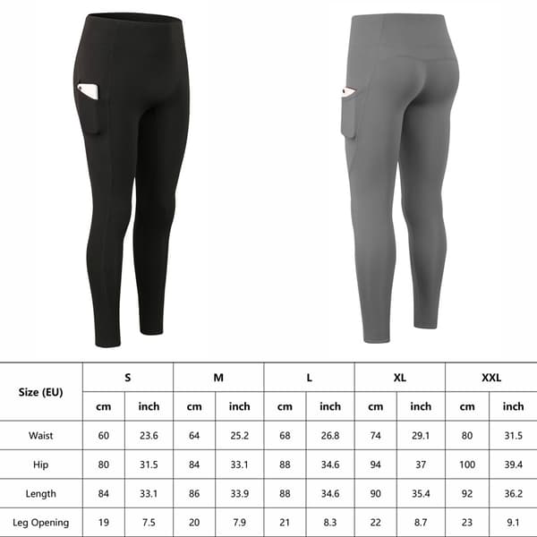2-pack högmidjade yogaleggings med plyschfoder och fickor för kvinnor