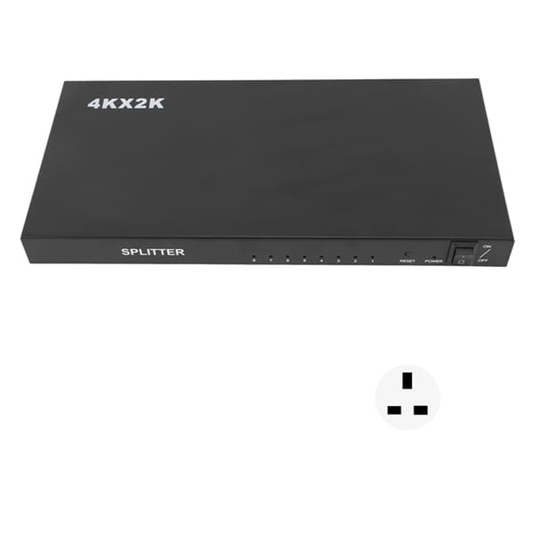 4K HD 1 ind 8 ud videosplitter med lyd til DVD STB spillekonsoller