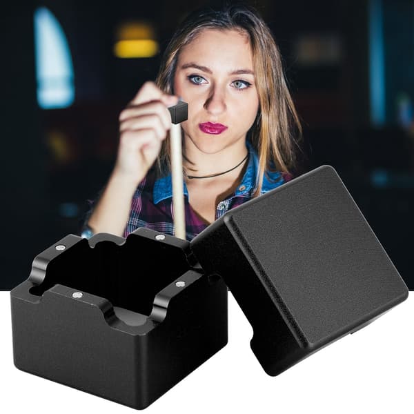 Mini bærbar kridtholder i aluminium til billardkøspids, holdbar, med magnet, sort
