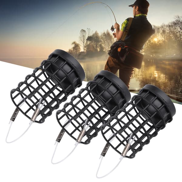 3 Stykker Hule Fiskekurve i Rustfrit Stål 30g Sort Lokkemad Foderudstyr