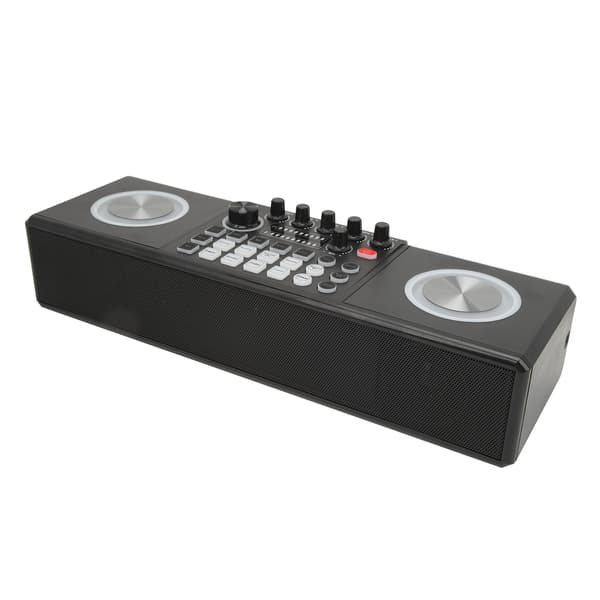 Bærbar karaokemaskine med 2 Bluetooth-mikrofoner, højttaler og lydkort til hjemmefester, bryllupper og camping.