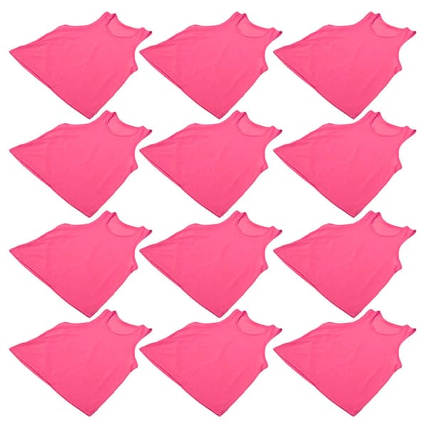 12 Børnefodboldtræningsveste, åndbart net, rød-pink, én størrelse