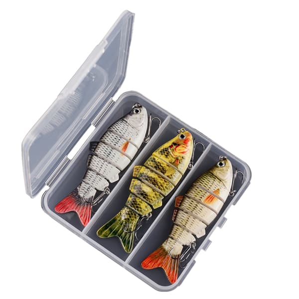 Fiskedrag för basöring, 6-segment hårt kroppsdrag med trekrok, Swimbait