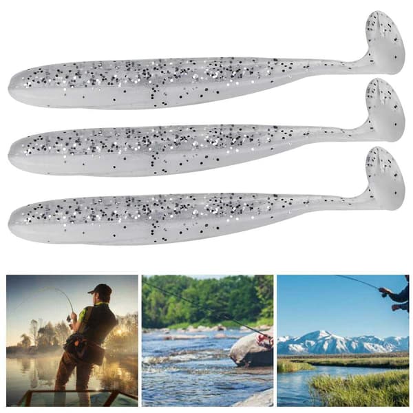 20 STK bløde fiskelokker af plast 7,5 cm T-hale orm til fiskeri hvid