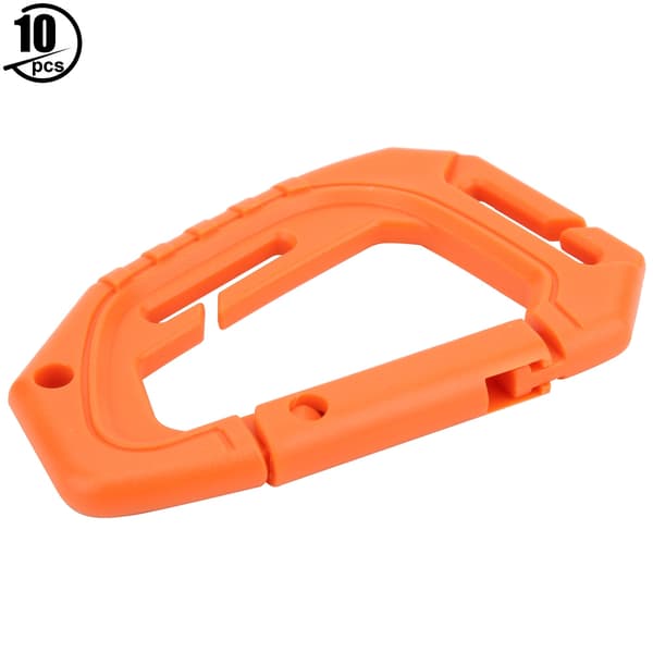 10 st D-ringkarbinhake i höghållfast plast för utomhusklättring (orange)