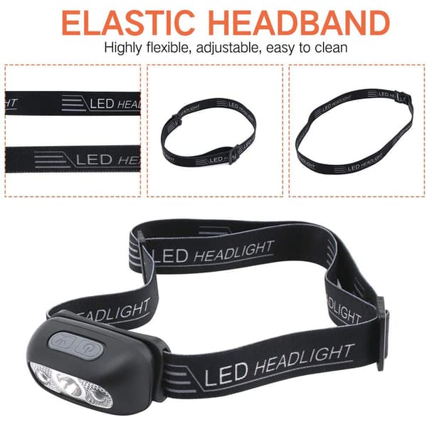 IPX6 LED-hodelykt med sensor, supersterk, USB-oppladbar for camping, sykling, fiske
