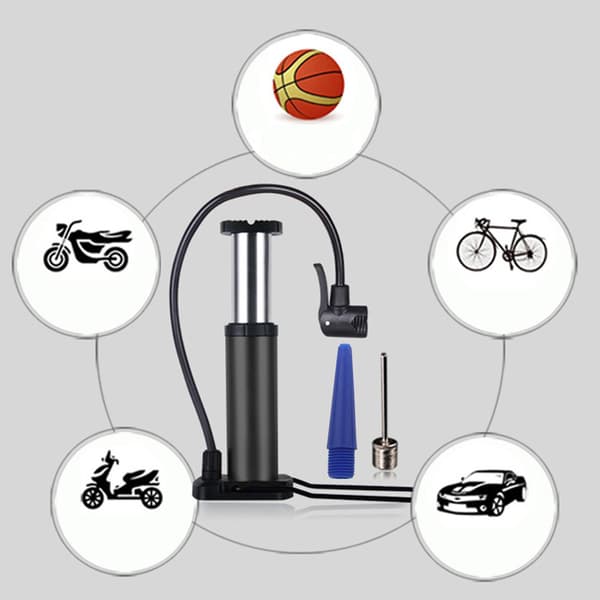 Mini bärbar högtrycksfotpump för cykeldäck, svart