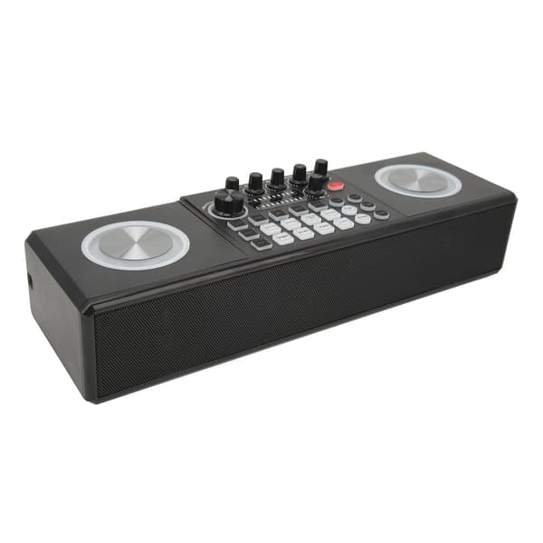 Bærbar karaokemaskine med 2 Bluetooth-mikrofoner, højttaler og lydkort til hjemmefester, bryllupper og camping.