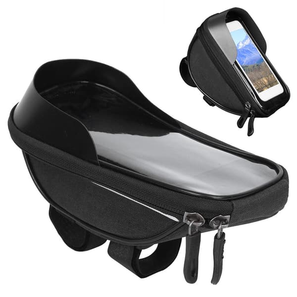 Stor kapacitet polyester front cykeltaske til mobiltelefon og cykeltilbehør