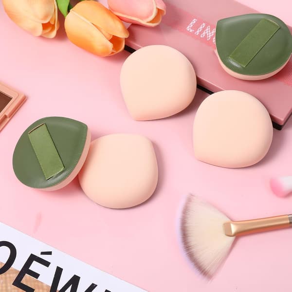 Sæt med 5 latexfrie makeupsvampe til flydende foundation, pudder og creme, til begyndere