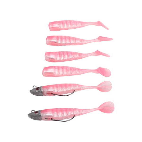Æsker med bløde swimbaits silikoneagn med krog til saltvand og ferskvand - Pink