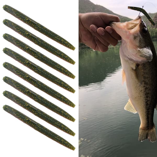 8 STK AR24 Blød Ormefiskelokke 10cm/6.5g Naturtro Simulationsfisketilbehør