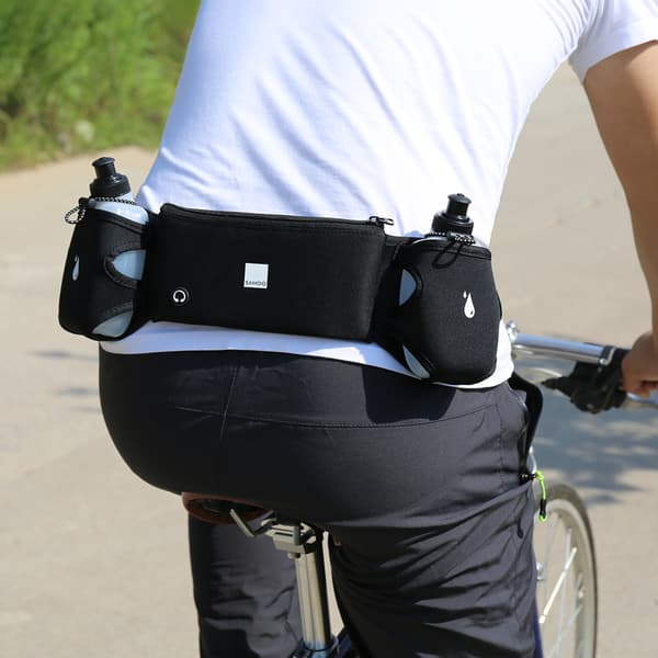 Multifunktionell midjeväska med 2 vattenflaskor för löpning, cykling, vandring, camping