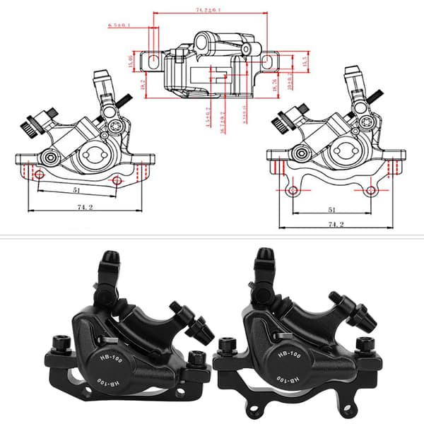 HB-100 Hydraulisk skivebremsesæt i aluminiumslegering til mountainbikes og landevejscykler, sort