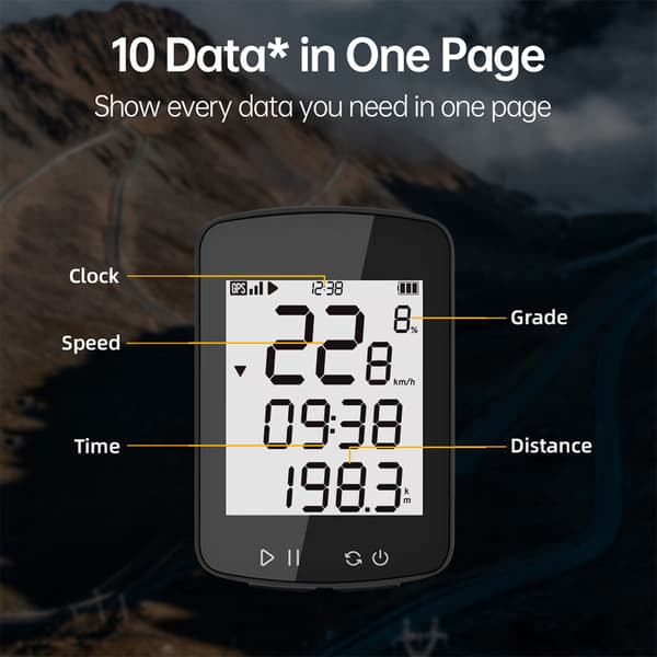 Trådløs GPS-cykelcomputer, speedometer, cykling, ANT+ vandtæt IPX7, til racercykler og MTB'er.