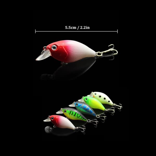 5 stk. Hard Baits Crankbaits Fiskelokker med Opbevaringsboks