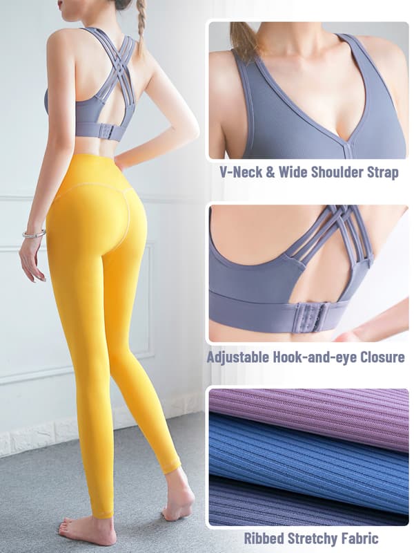 Trådløs yoga-bralette for kvinner med kryssryggputer for trening og løping