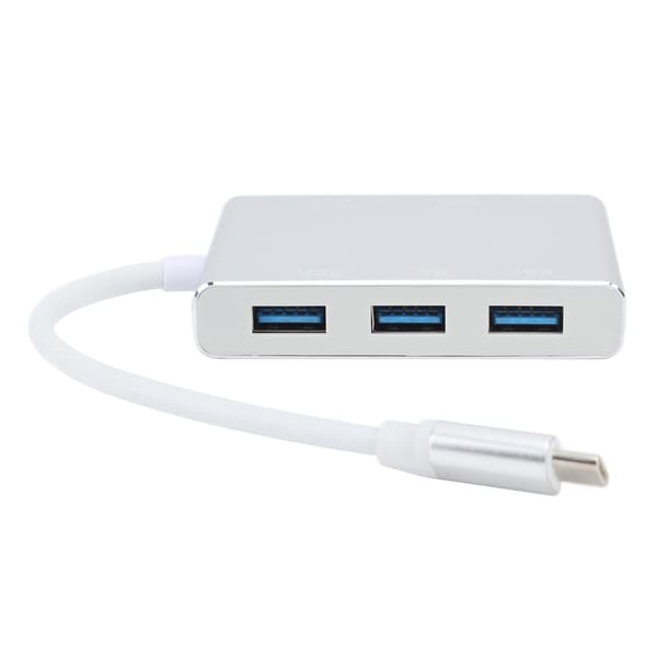 5-i-1 USB-C-hubb med USB 3.0, VGA, HD Multimedia Interface för bärbar dator, dator och mobiltelefon - Silver