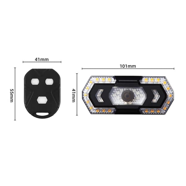 LED sykkelbaklys med blinklys, fjernkontroll, 5 moduser og vanntett