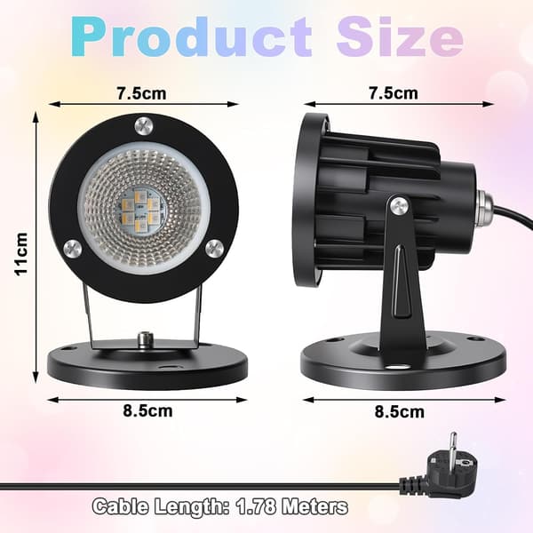 LED-flomlys med fjernkontroll, IP65 vanntett, for innendørs og utendørs bruk