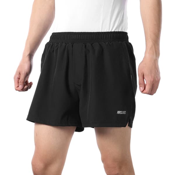 2-i-1 treningsshorts for menn med lommer, elastisk kompresjon for treningsstudio og løping