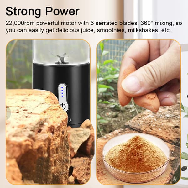 Bærbar USB Blenderkop 530ml 6 Blade 4000mAh Batteri til Rejser Camping
