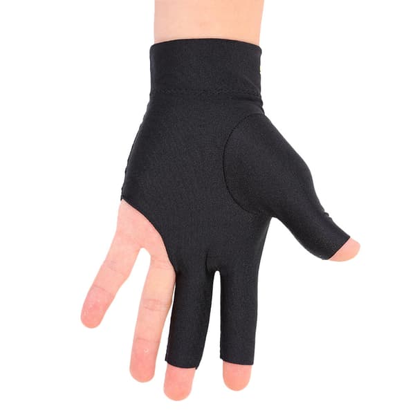 Venstrehåndet poolhandske, Spandex, Tre-finger, Åbent design, til billard og pool