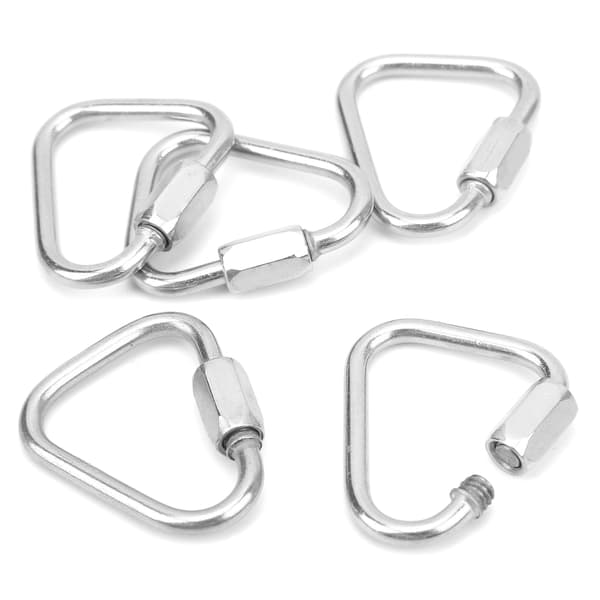 5 stk. trekantet karabinhage i rustfrit stål med lås til camping og vandreture 3,5 mm