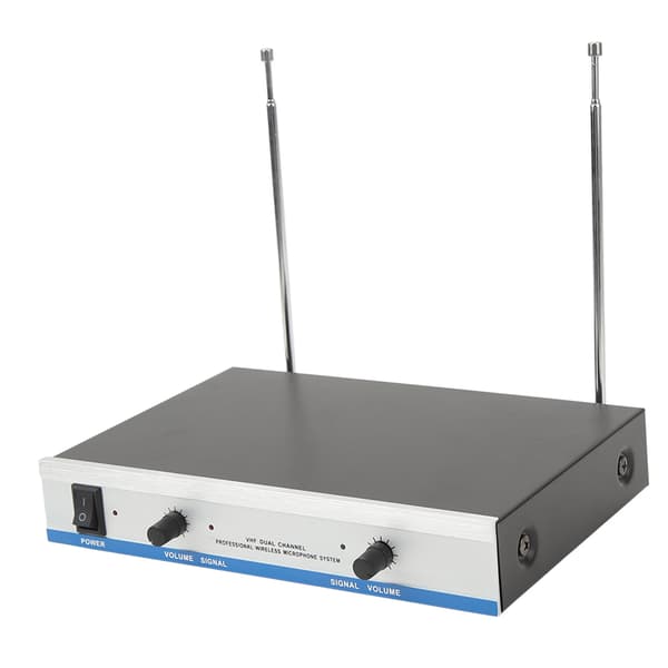 Profesjonelt trådløst dynamisk dobbeltmetallmikrofonsystem for Karaoke KTV-sang 100-240V EU-plugg