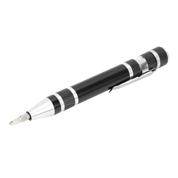 8-i-1 Lommeskruetrækker Mini Magnetisk Pen Multifunktionel til Tynde Skruer Sort