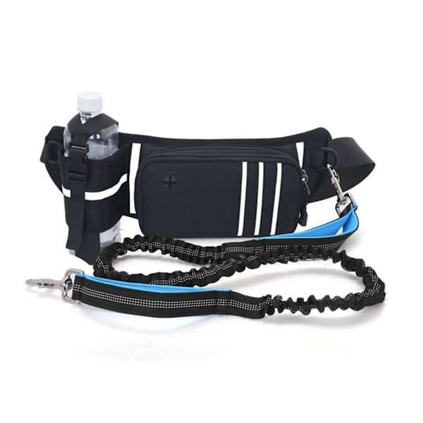 Hundmidjeväska med infällbart reflekterande halsband och bajspåsedispenser