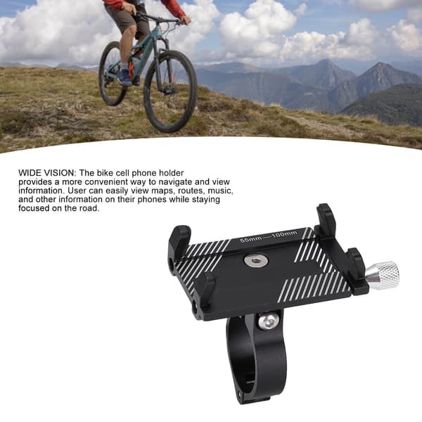 Stabil aluminium cykeltelefonholder til cykler, mountainbikes, motorcykler og navigation - sort